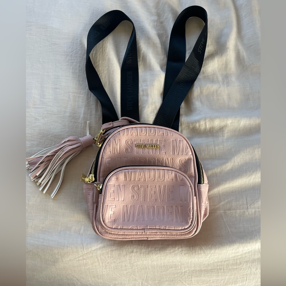 Steve Madden Mini Logo Backpack in blush pink